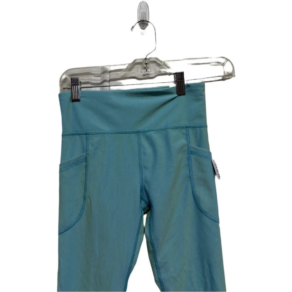 Old Navy Powersoft Leggings Girls Size M 8 Go-Dry Ribbed Blue Athletic Pants NWT